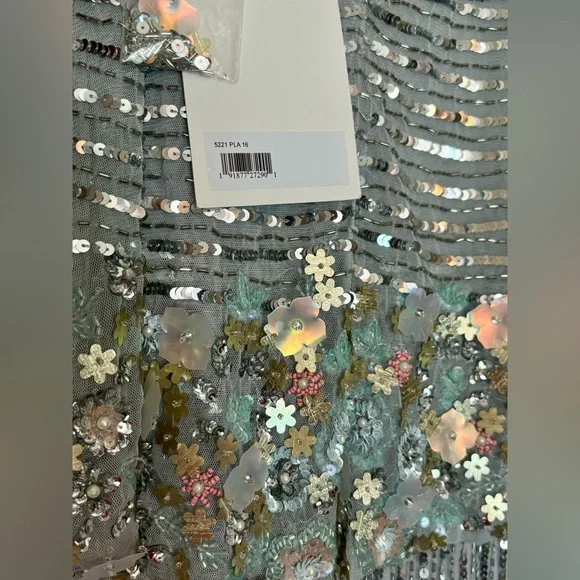 Mac Duggal Silver Sequin Gown